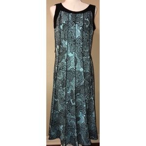 maxi pattern dress black and turquoise